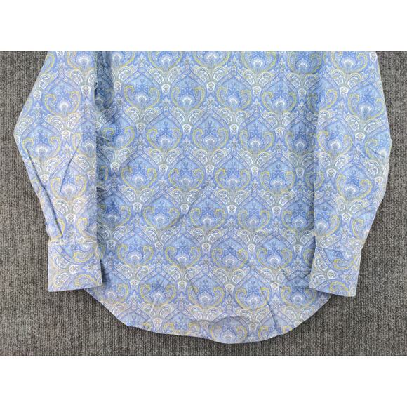 Robert Graham Mens Button Up Dress Shirt Size M Blue Paisley Print Silk Trim - Picture 9 of 13